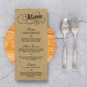 Elegant Kraft Wedding Menu Vorlagen