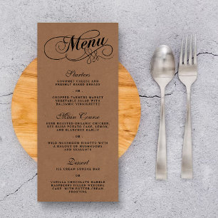 Elegant Kraft Wedding Menu Vorlagen