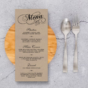 Elegant Kraft Wedding Menu Vorlagen
