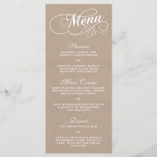Elegant Kraft Wedding Menu Vorlagen (Vorderseite)