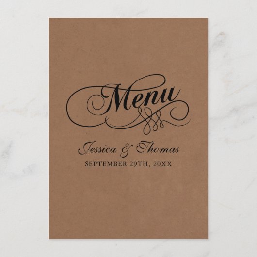 Elegant Kraft Wedding Menu Vorlagen (Rückseite)