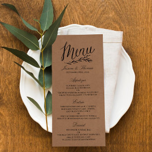 Elegant Kraft Wedding Menu Vorlagen Werbekarte