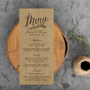 Elegant Kraft Wedding Menu Vorlagen Werbekarte