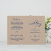 Elegant Kraft Wedding Zeremony Foldable Program (Stehend Vorderseite)