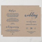 Elegant Kraft Wedding Zeremony Foldable Program (Vorne/Hinten)