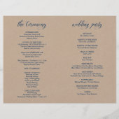 Elegant Kraft Wedding Zeremony Foldable Program (Rückseite)