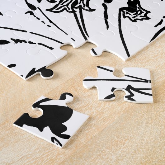 Elegant kühl Schwarz & Weiß Poppy Floral Puzzle (Seite)