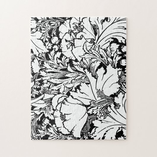 Elegant kühl Schwarz & Weiß Poppy Floral Puzzle (Vertikal)