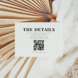 Elegant kühne moderne QR Code Details Hochzeit Begleitkarte