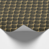 Elegant, Kunst-Deko, Gold, Schwarzes, Fan, Muster, Geschenkpapier (Ecke)