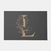 Elegant L Boho Floral Monogram Initial Gray Gold Fußmatte (Vorderseite)
