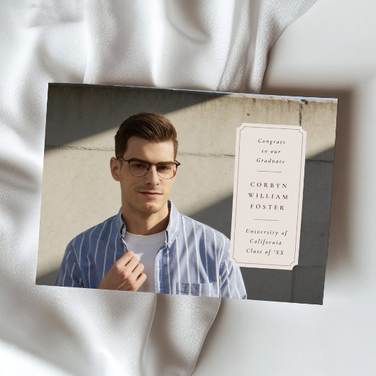 Elegant Label Overlay Graduation Photo Ankündigung