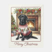 Elegant Labrador Retriever Dog Frohe Weihnachten Fleecedecke (Vorderseite)
