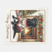 Elegant Labrador Retriever Dog Frohe Weihnachten Fleecedecke (Vorderseite (Horizontal))