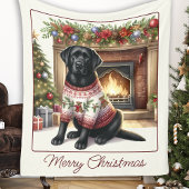 Elegant Labrador Retriever Dog Frohe Weihnachten Fleecedecke