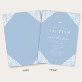 Elegant Lace Blue Baby Boy Baptism Einladung