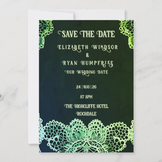 Elegant Lace" Einladung zur Hochzeit (Vorderseite)