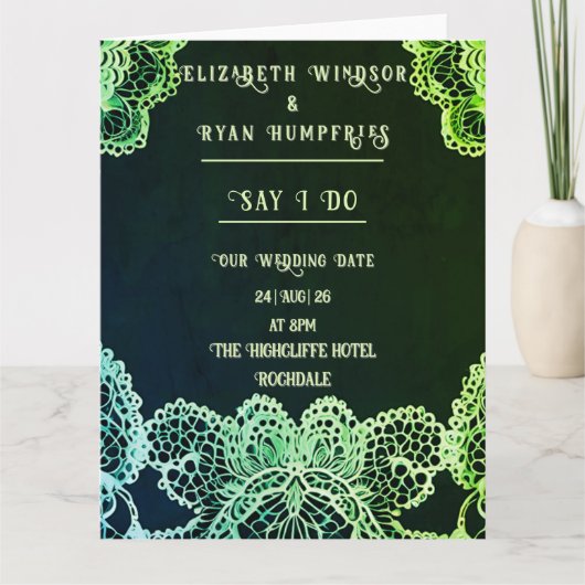 Elegant Lace" Einladung zur Hochzeit (Vorderseite)