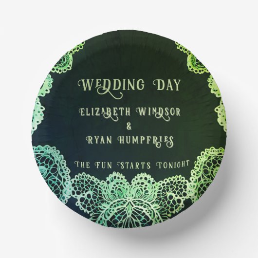 Elegant Lace" Einladung zur Hochzeit Pappteller (Vorderseite)