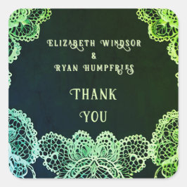 Elegant Lace" Einladung zur Hochzeit Quadratischer Aufkleber