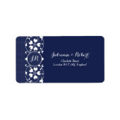 Elegant Lace Monogram Wedding Address Labels Adressaufkleber (Vorne)