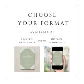 Elegant Lace Sage Green Baptism Einladung