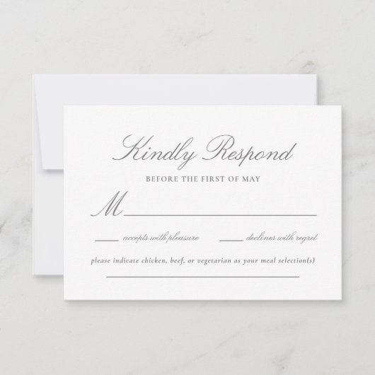 Elegant Lace Script Wedding RSVP Karte (Vorderseite)