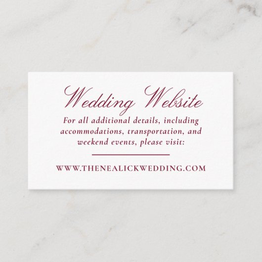 Elegant Lace Script Wedding Website Begleitkarte (Vorderseite)
