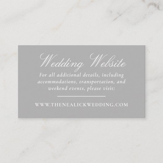 Elegant Lace Script Wedding Website Begleitkarte (Vorderseite)