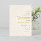 Elegant Lace Tiara Quinceanera Gold Folieneinladung (Stehend vorne)