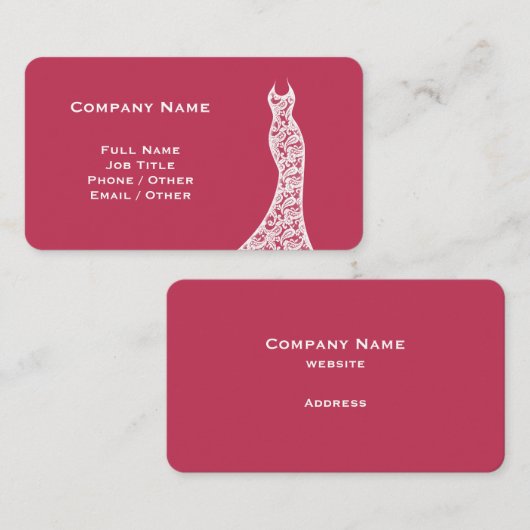 Elegant Lace Wedding Dress viva magenta Visitenkarte (Vorne/Hinten)