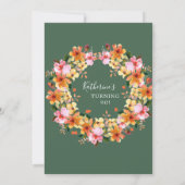 Elegant lackierte Blumen 90. Geburtstag Einladung (Rückseite)