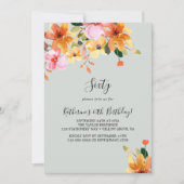 Elegant lackierte Blüte 60. Geburtstag Einladung (Vorderseite)