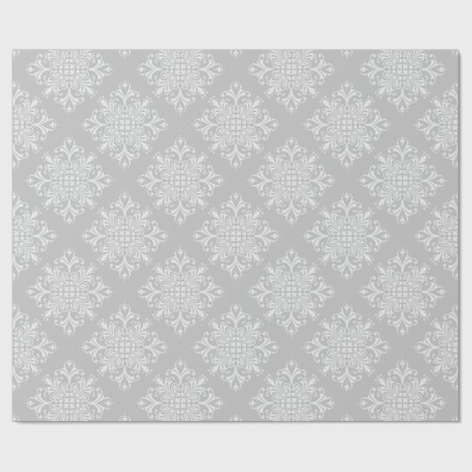 Elegant Lacy Gray Damask Geschenkpapier (Flach)