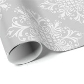 Elegant Lacy Gray Damask Geschenkpapier (Rolleneckpunkt)