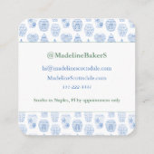 Elegant Lady Chinoiserie Monogram Quadratische Visitenkarte (Rückseite)