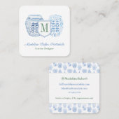 Elegant Lady Chinoiserie Monogram Quadratische Visitenkarte (Vorne/Hinten)
