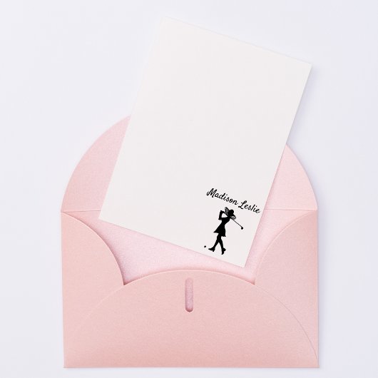 Elegant Lady Golfer Name Gummistempel