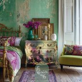 Elegant Lady & Parasol sitting, Ethereal Floral Seidenpapier