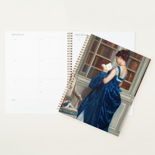 Elegant Lady Reading in a Library – Classic  Planer (Anzeige)