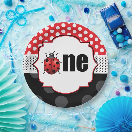 Elegant Ladybug Erster Geburtstag Pappteller (Party)