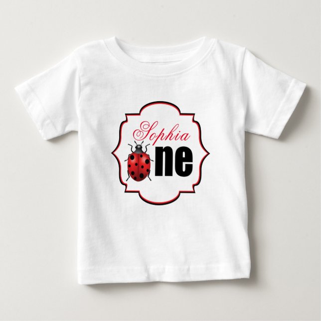 Elegant Ladybug Personalisiert Baby T-shirt (Vorderseite)