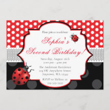 Elegant Ladybug Polka dot Birthday