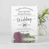 Elegant Lang gestemmt Dusty Pink Mauve Rose Hochze Einladung (Stehend Vorderseite)