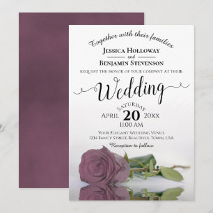 Elegant Lang gestemmt Dusty Pink Mauve Rose Hochze Einladung