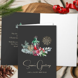 Elegant Lantern Minimalistisch Gedicht Frohe Weihn Feiertagskarte