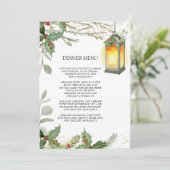 Elegant Lantern Winter Holly Weihnachtsessen Einladung (Stehend Vorderseite)