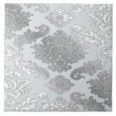 Elegant Large Aquamarin Blue Damask Tile Fliese (Vorderseite)