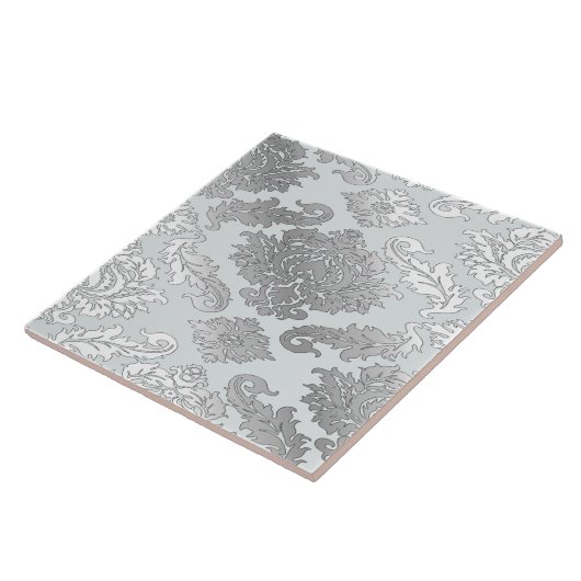 Elegant Large Aquamarin Blue Damask Tile Fliese (Seite)