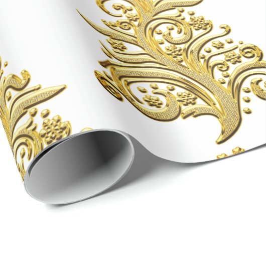 Elegant Large Gold Filigree Christmas Tree Geschenkpapier (Rolleneckpunkt)